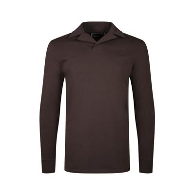 Poloshirt SIKSILK "SikSilk Long Sleeve Revere Polo", Herren, Gr. XS, braun, 95% Baumwolle, 5% Elasthan, unifarben, normal, amerikanischer Ausschnitt, Shirts