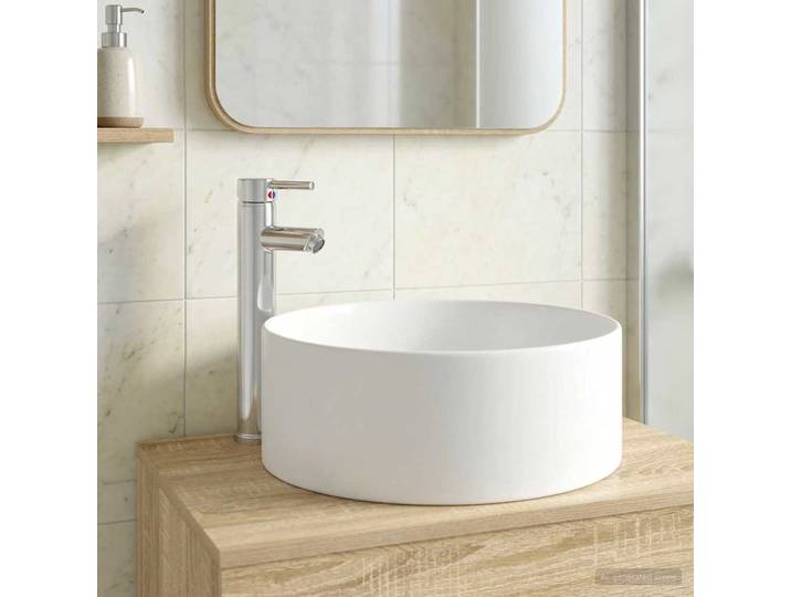 vidaXL Waschbecken mit Wasserhahn und Abfluss Chrom