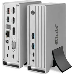 Club 3D CSV-1568 (USB-C, 13 Ports), Dockingstation + USB Hub, Silber, Weiss