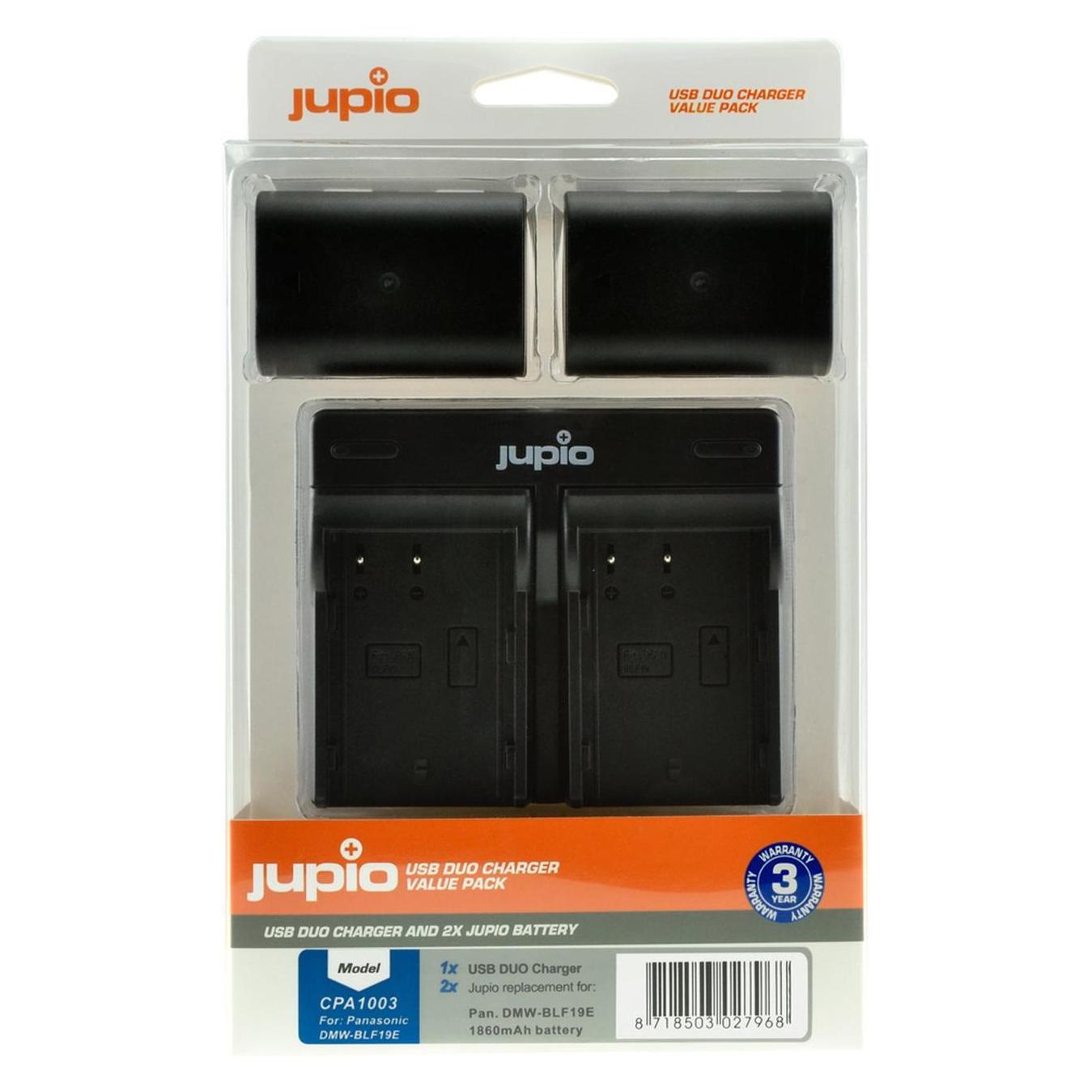 Jupio Kit: 2X Battery DMW-BLF19E 1860mAh + USB Dual Charger (Kamera Akku Ladegerät) (CPA1003)