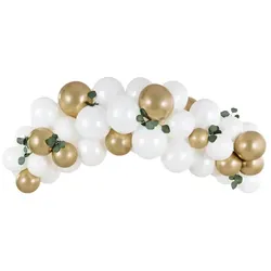 Ballongirlande - weiß-gold, 200cm, 60 Stk.