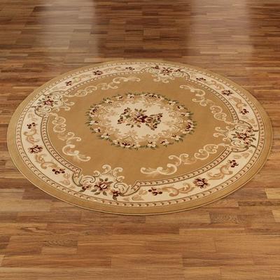 Touch of Class "Grand Aubusson Round Rug 7'10"" Round, 7'10"" Round, Camel"