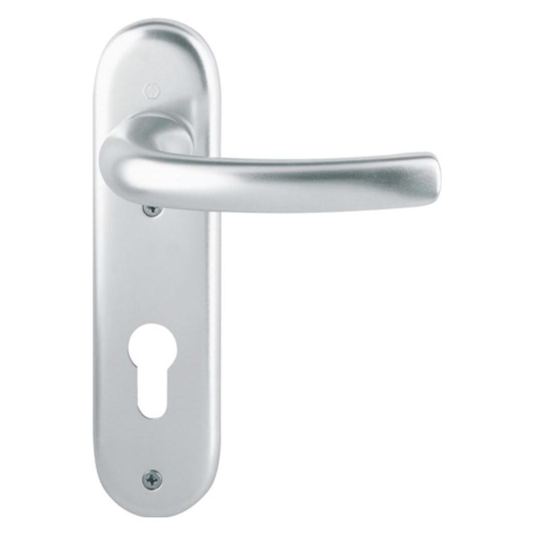 Hoppe Kurzschildgarnitur Tôkyô 1710/273KP Aluminium F1 PZ abgerundet Drückergarnitur (Türgarnitur) (2805363)