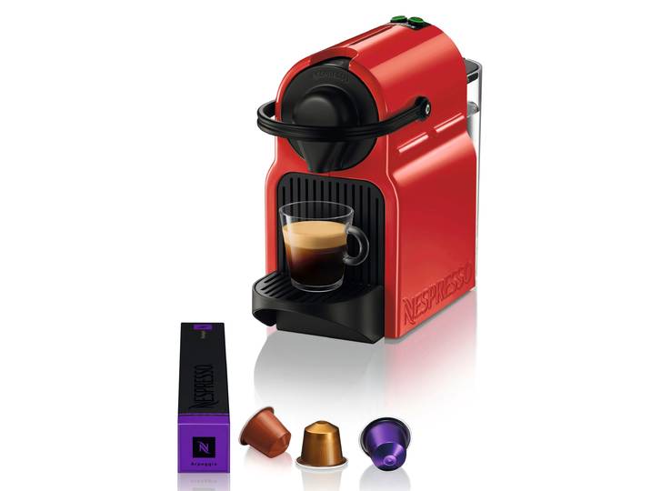 NESPRESSO Kapselmaschine XN1001 Inissia von Krups , rot (rot ruby), B:12cm H:23cm T:32cm, Kaffeemaschinen, Wassertankkapazität: 0,7 Liter, inkl. Willkommenspaket mit 7 Kapseln, Kapselmaschine