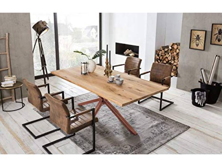 Sit Möbel Tische & Bänke Tisch 180x100 Platte Wildeiche Natur, Gestell Metall L = 180 x B = 100 x H = 76 cm Platte Natur, Gestell antikbraun