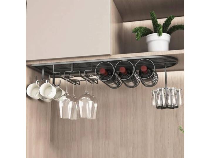 Weinregal Hängendes Weinregal Unter Dem Küchenschrank(Schwarz,Groß)