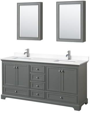 Wyndham Collection Deborah 72-inch Double Vanity, Cultured Marble Top, Medicine Cabinets