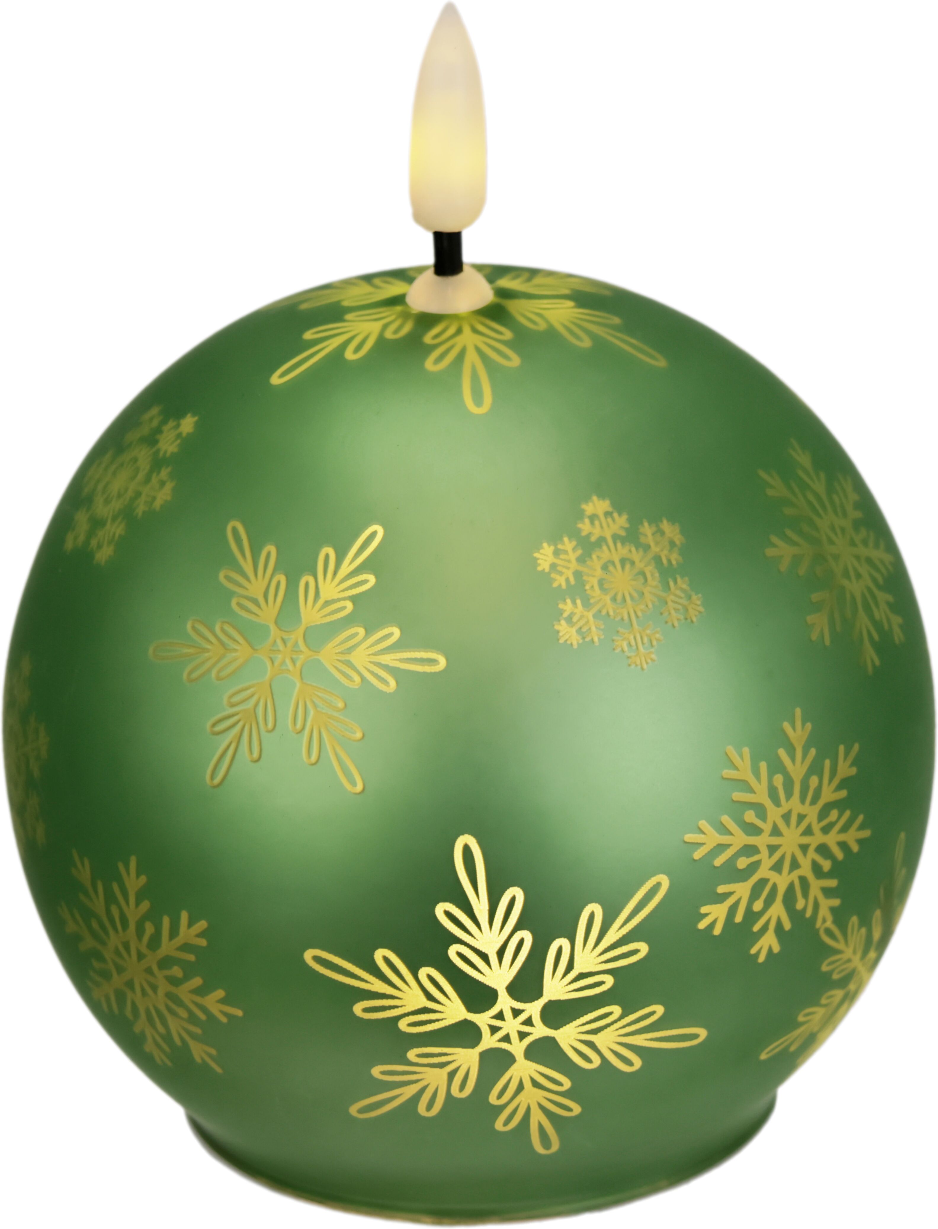 LED-Kerze I.GE.A. "Kugel-Kerze A", grün, B:10cm H:12cm, Glas, Kerzen, LED-Kerze, aus Glas batteriebetrieben mit Timer Adventskranz Adventskerzen