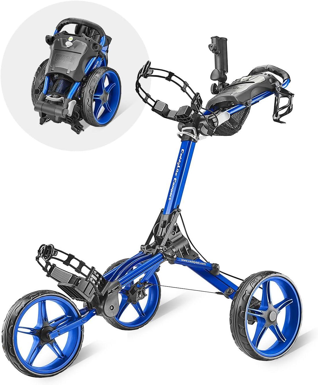CaddyLite: Kompakter, halbautomatischer, faltbarer und aufklappbarer Golf-Trolley, blau, eine Größe