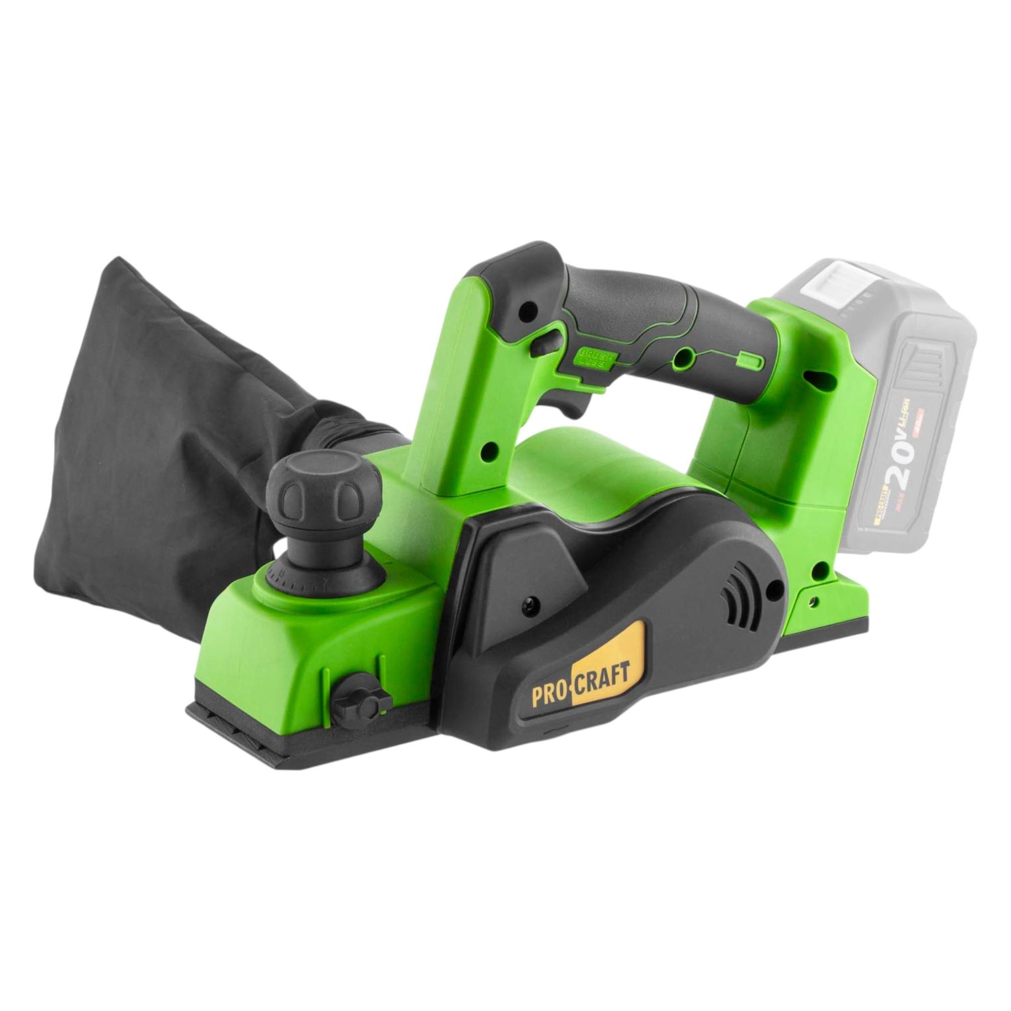 Procraft PE20BLbb Akku Hobel 20 V 82 mm Brushless + Koffer - ohne Akku, ohne Ladegerät (Elektrischer Handhobel) (PE20BLbb)