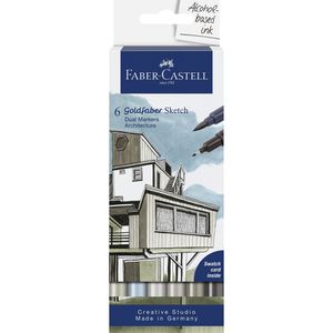 Faber-Castell Layoutmarker Goldfaber Sketch, Architektur, farbig sortiert, 6 Stück