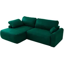 ECKSCHLAFSOFA CUBO L Dunkelgrün Velvet - links