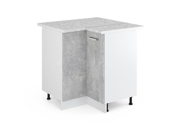 Vicco Eckschrank FÜR Hausrat R-Line Beton 75.6 cm mit Tür, mit Arbeitsplatte, Grau, Holzwerkstoff, 2 Fächer, Formgebogen, 75.6x81.6x60 cm, Waschküche, Mehrzweckschrank