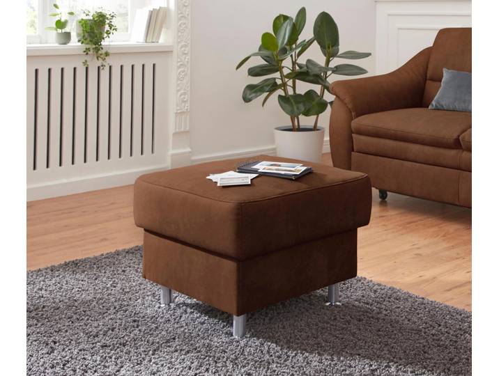 Hocker SIT & MORE Cardoso , braun (cognac), B:58cm H:47cm T:58cm, Luxus-Microfaser 2 (100% Polyester);Luxus-Microfaser ALTARA NUBUCK (100% Polyester);Luxus-Microfaser 1 (100% Polyester), Hocker, Hocker