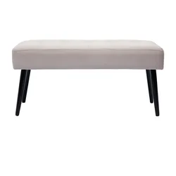 Gepolsterte Design-Bank aus taupefarbenem Samtstoff und schwarzem Metall L95 cm GUESTA