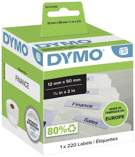 DYMO Etiketten Rolle 99017 S0722460 50 x 12 mm Papier Weiß 220 St. Permanent haftend Hängeregister-Etiketten