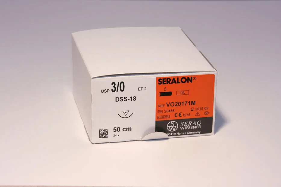 SERAG-WIESSNER GmbH & Co. KG Nahtmaterial Seralon blau 6-0, mit Nadel DS-10, 50 cm Faden, nicht resorbierbar (24 Stück) VO071711