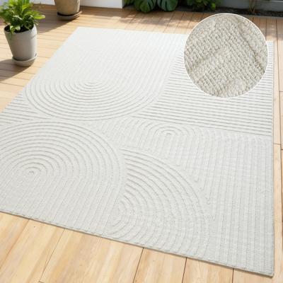 Teppich OTTO HOME "Jola, In- und Outdoor geeignet, Hoch-Tief-Design, Scandi", beige (natur), B:120cm H:9mm L:180cm, Kunstfaser, Teppiche, Teppich, Hoch-Tief-Struktur, Zen, Wetterfest & UV-beständig, Balkon, Camping