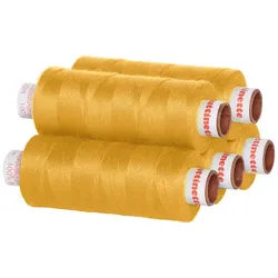 buttinette Universal-Nähgarn, Stärke: 100, 5er-Pack, dunkelgelb