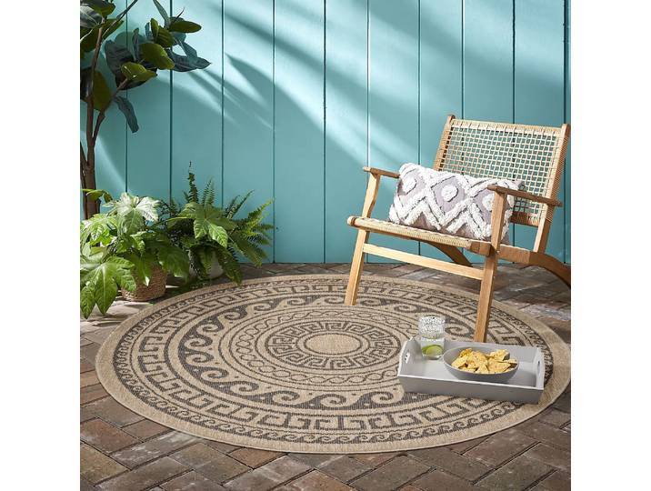 Outdoorteppich AYYILDIZ TEPPICHE COMILLA 0887 , schwarz, H:5mm Ø:200cm, Polypropylen, Teppiche, Outdoorteppich, Pflegeleicht / Strapazierfähig / In- und Outdoor geeignet