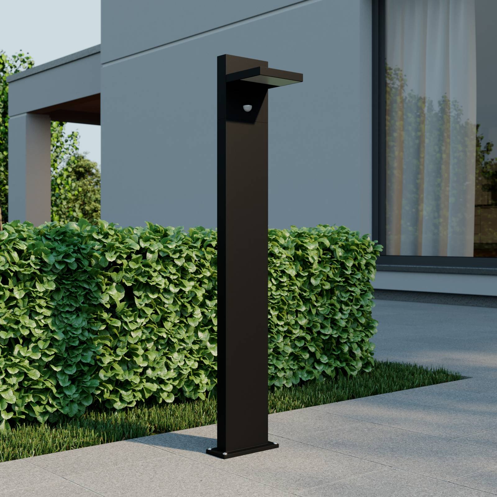 Pathway Light With Motion Detector Silvan Lucande, Black, Aluminium, Modern, Outdoor lights with Sensor