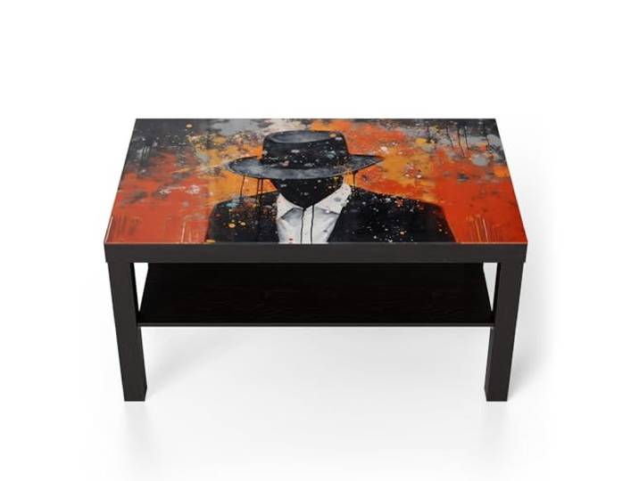DEQORI Glastisch schwarz groß 90x50 cm Motiv Anonyme Ausstrahlung ausgefallener Beistelltisch aus Glas Hochglanz Couchtisch fürs Wohnzimmer moderner Couch Tisch mit Design