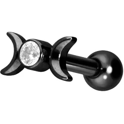Titan Ohrpiercing mit Innengewinde 2 MONDE + KRISTALL