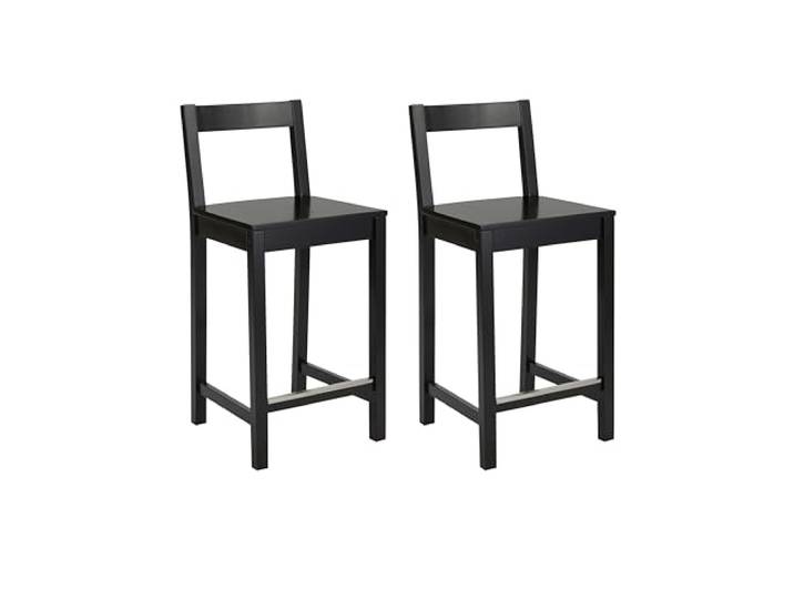 Amazon Basics Küchenhocker aus Holz, Barhocker mit Rückenlehne, Esszimmerstuhl, einfache Montage, modern, 2 Stück, 88 cm hoch, Schwarz