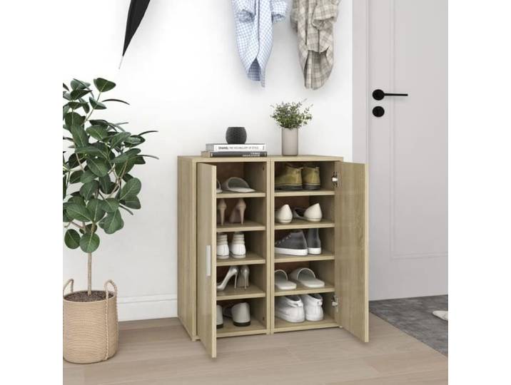 Armoire à chaussures CHEZ JILI - Porte-chaussures-Meubles à chaussures 2 pcs Chêne sonoma 32x35x70 cm Aggloméré FR3690
