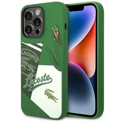 Lacoste Hardcase Liquid Silicone Patchwork für Apple iPhone 14 Pro - green (Apple iPhone 14 Pro), Smartphone Hülle, Grün