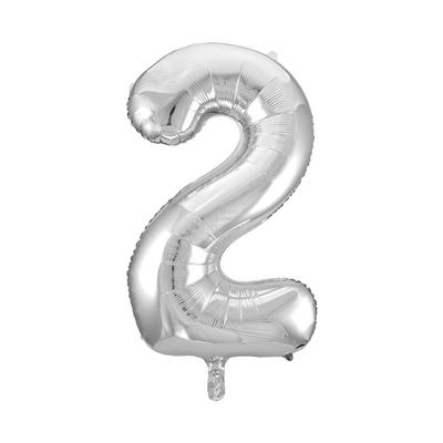 Folienballon Zahl 2 silber
