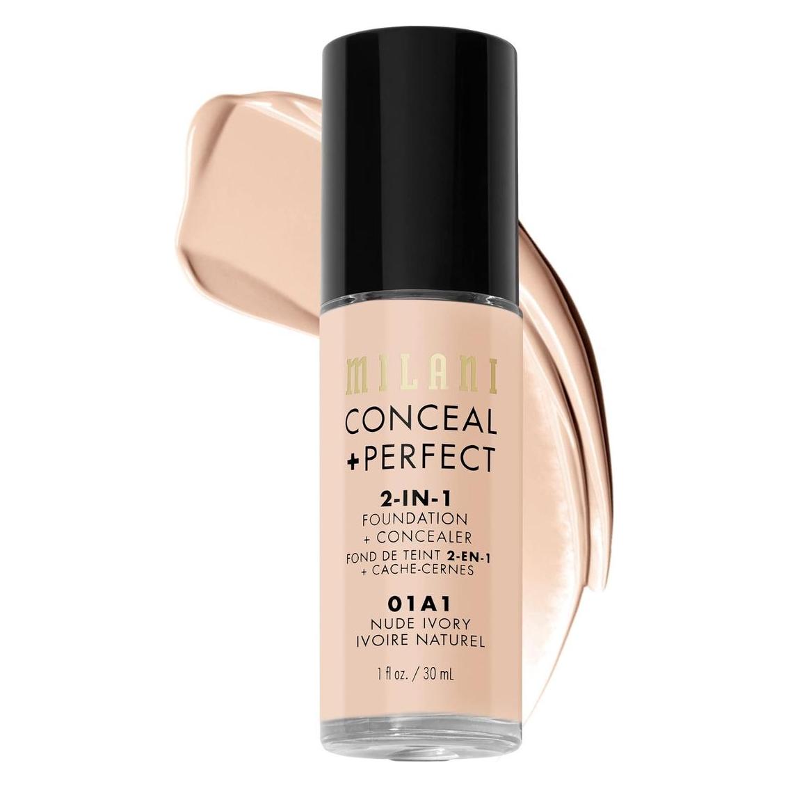 Milani Conceal + Perfect 2-in-1 Foundation + Concealer Nude Ivory 1 Fl. Oz. Cruelty-Free Liquid Foun (Nude Ivory) (MPCF-01A1)