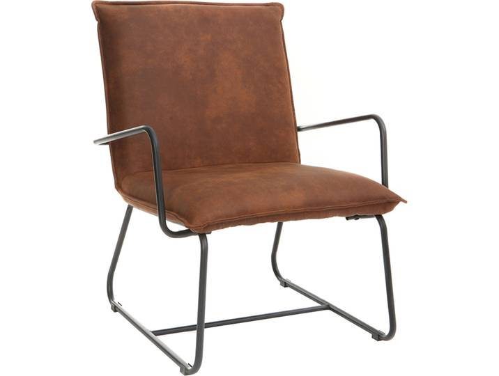 Fauteuil vintage marron et métal noir MERCY