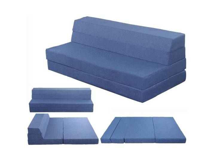 Matelas lit Fauteuil futon Pliable Pliant - Bleu - Mousse - 140x190cm