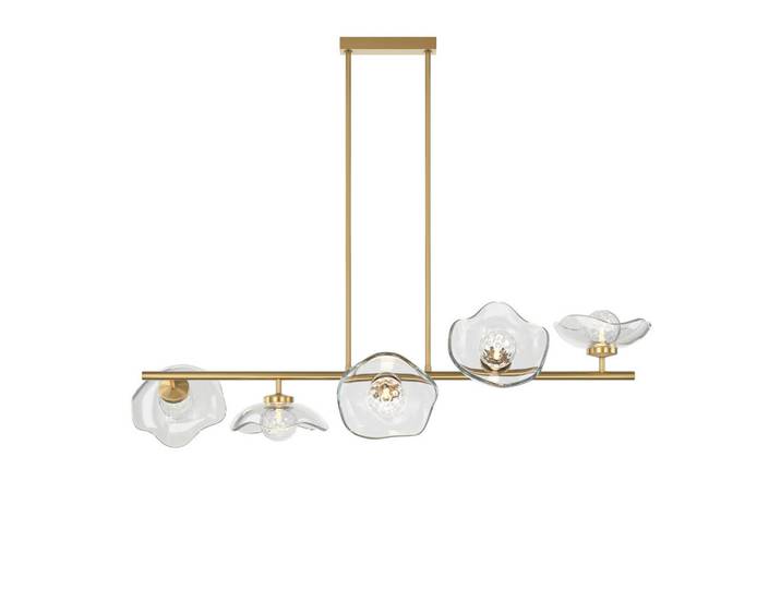 Maytoni Pendelleuchte Miracle, Transparent, Messingfarben, Metall, 110x84.4x30.9 cm, CE, höhenverstellbar, gleichmäßige Lichtverteilung, Lampen & Leuchten, Innenbeleuchtung, Hängeleuchten, Pendelleuchten