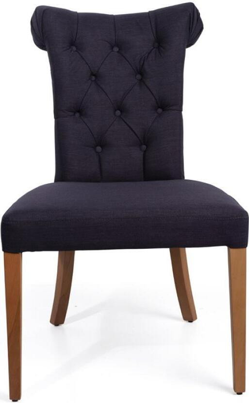 Luxueuze eetkamerstoel met stoffen bekleding en massief houten design in Art Deco stijl