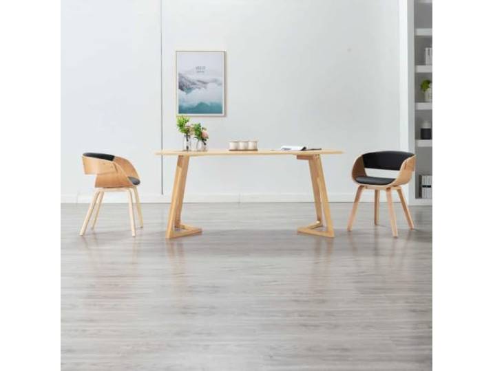 HEFZGDB Esszimmerstuhl Schwarz Bugholz und Kunstleder mit Polsterung und Holzrahmen für Wohnzimmer und Küche