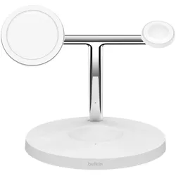 Belkin 3-IN-1 WIRELESS CHARGER FOR (15 W), Wireless Charger, Weiss