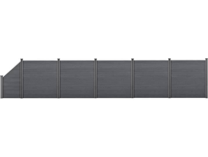 WPC Gartenzaun mit Schräge Sichtschutz Windschutz Lamellenzaun Zaun 183x973cm [.holz]