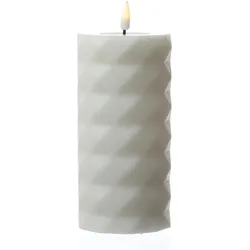 283 LED Kerze Mia mit Rautenmuster Echtwachs flackernd H: 15cm D: 7,5m weiß