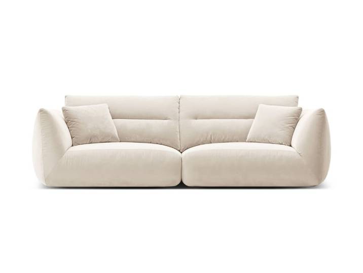 Canapé modulable 4 places en velours ivoire