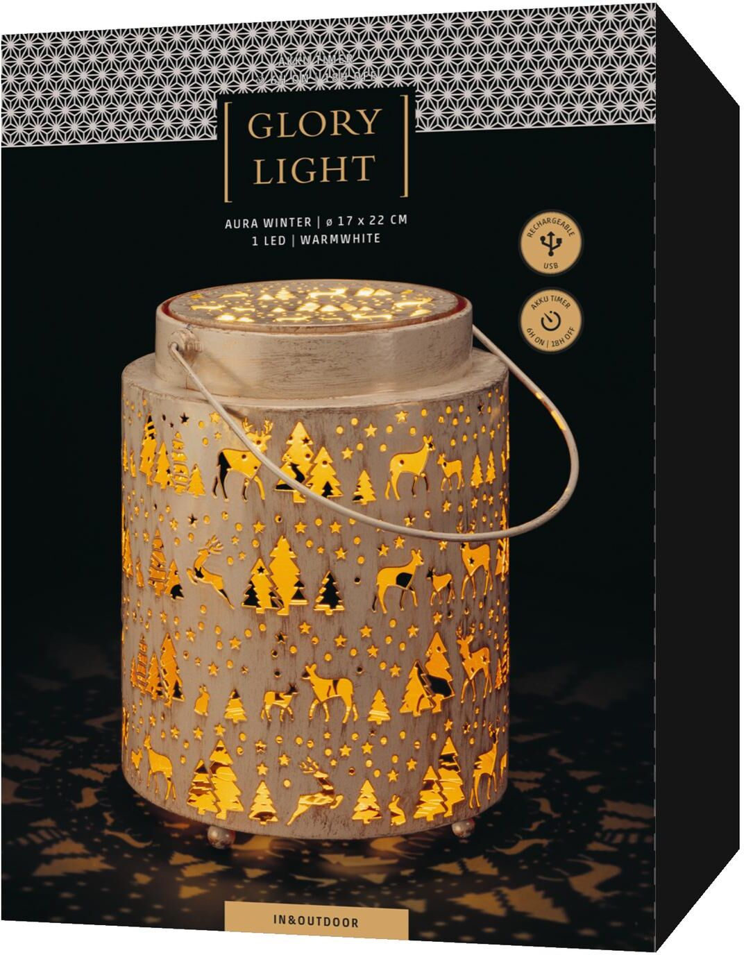 STT LED Laterne "Aura winter", gold (natur, goldfarben), Ø 17cm H: 22cm, Leuchten, LED Laterne natur, goldfarben Ø 17cm H: 22cm