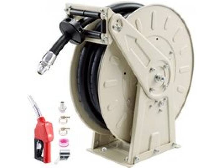 VEVOR Kraftstoffschlauchtrommel 9,9 m, Industrieller Ölschlauchaufroller mit 20 Bar 3/4-Zoll-NBR-Schlauch Zapfpistole & Automatischer Rückwicklung, Einziehbarer Schlauch-Abroller für Diesel Kerosin
