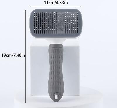 Smart Shopping Spot Self Cleaning Pet Hair Remover Brush For Dogs & Cats Grooming Tool grey