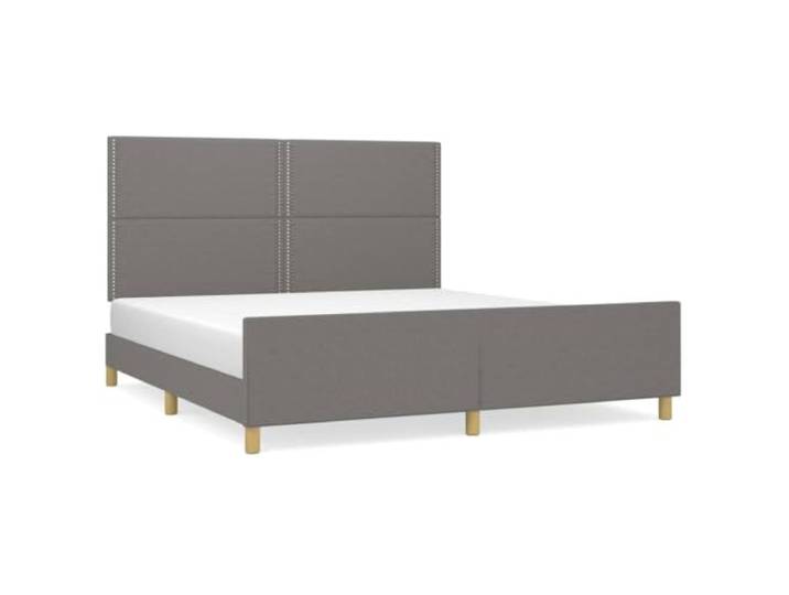 PUGYNBK Bettgestell mit Kopfteil, dunkelgrau, 180 x 200 cm Lattenrost, höhenverstellbar, robuste Beine, atmungsaktiver Stoff, ohne Matratze