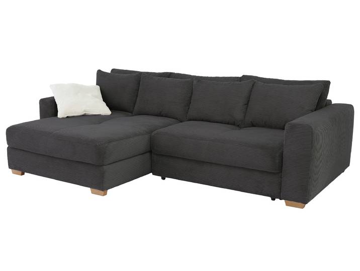Ecksofa Cord Schlaffunktion grau Bettkasten 288 x 186 cm - KAMPEN