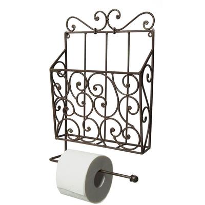 Deko-Wandregal AMBIENTE HAUS "Zeitungs-/Toilettenrollenhalter, vintage", braun (antikbraun), B:28cm H:44cm T:9cm, Metall, Regale