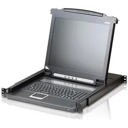 Aten CL1000N KVM-Konsole, 19/" LCD, VGA, PS/2, Tastaturlayout D (CL1000N D), KVM Switch, Schwarz