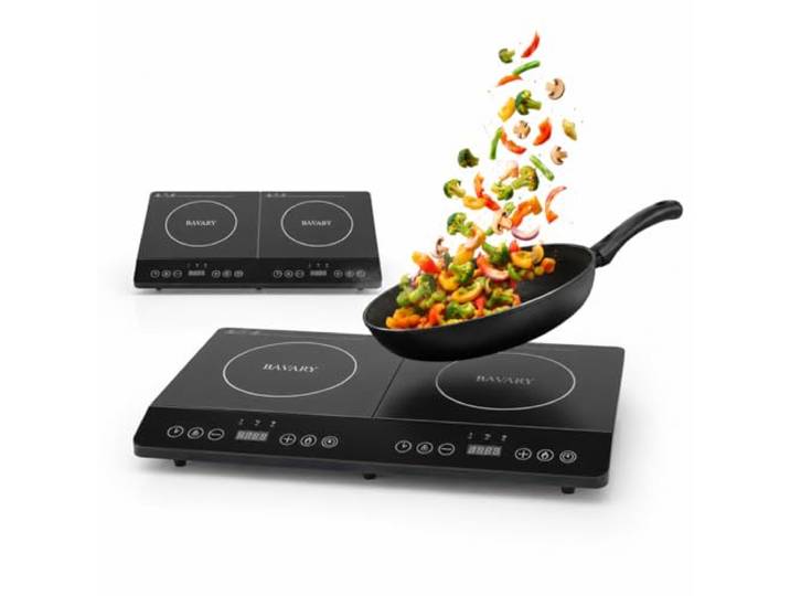 Induktionskochfeld 2 Platten 3500W – Doppel Induktionskochplatte Tragbar mit Touch Display, 8 Kochprogrammen & Kindersicherung, Mobile Kochplatte für Camping & Küche