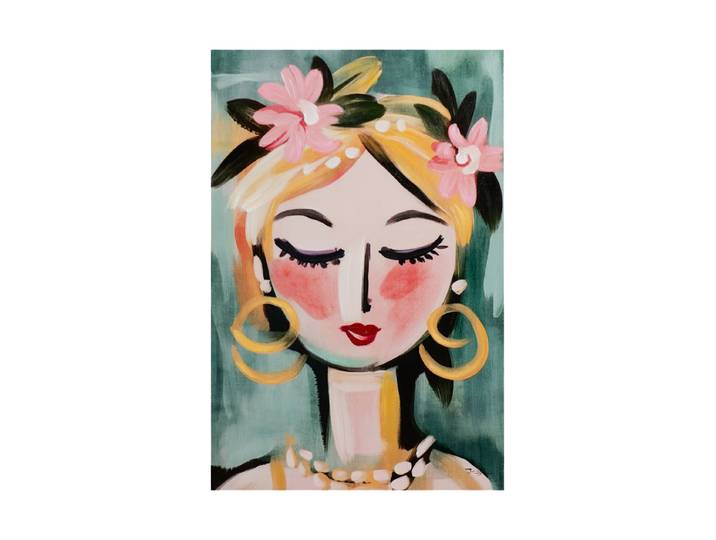 Handgemaltes Bild „Naive Painting Green Girl“ 60 x 90 cm Multicolor Crea Collection